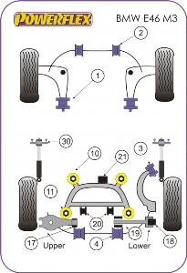 Silentbloc intérieur du bras AR support ressort - 2 x 26.20 = 52.40 HT (n°17 / schéma)
