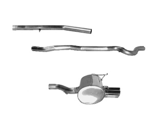 LIGNE COMPLETE : tuyau de liaison AV + tuyau de liaison central + silencieux AR double sortie gauche au choix (avec nécessaire de montage)- 726.59 HT 